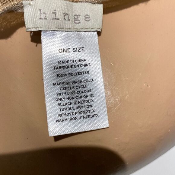 Hinge Unisex Geometric Pattern Fringe Hem Cream / Tan Scarf 33X72 - Picture 7 of 8